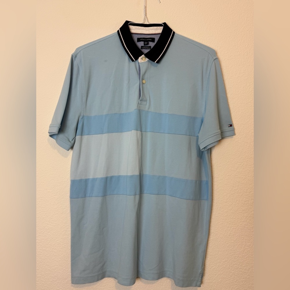Tommy Hilfiger Light Blue Polo with Navy Collar